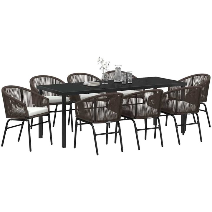 9-delars trädgårdsmatset, brunt poly-rattan vidaXL 200 x 80 x 73 cm – bild 3