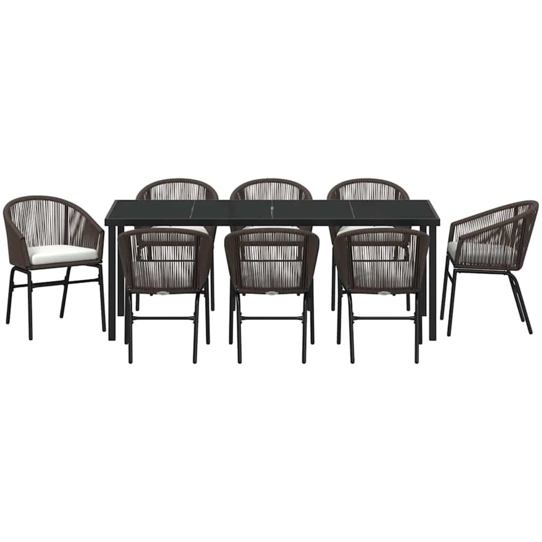 9-delars trädgårdsmatset, brunt poly-rattan vidaXL 200 x 80 x 73 cm – bild 7