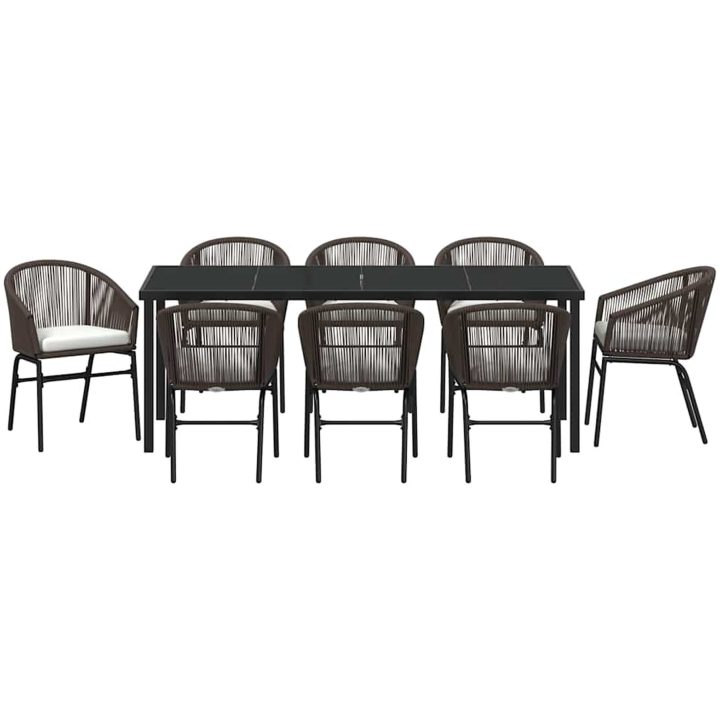 9-delars trädgårdsmatset, brunt poly-rattan vidaXL 200 x 80 x 73 cm – bild 7