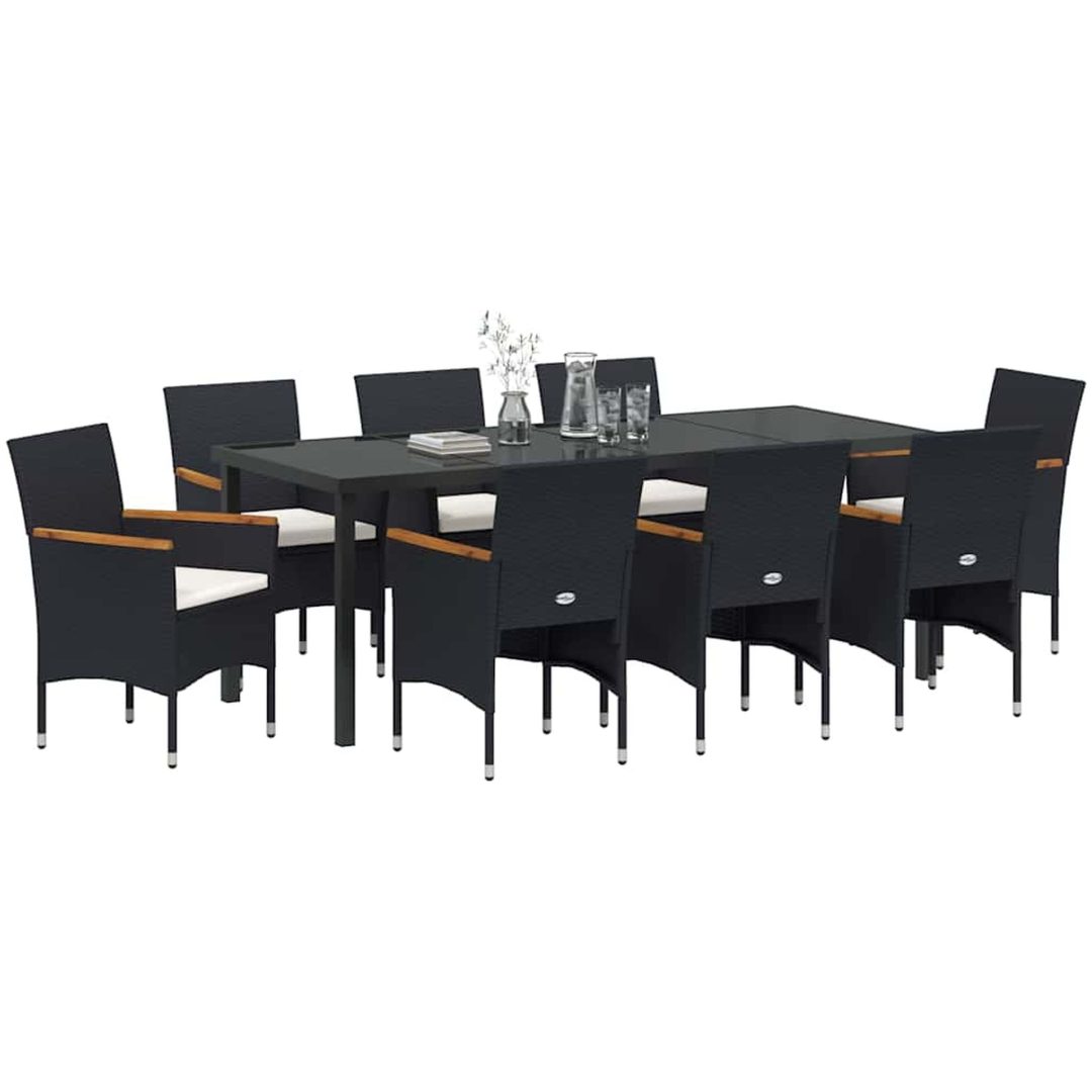 9-delars Trädgårdsmatset i Svart Poly Rattan vidaXL 200 x 80 x 73 cm – bild 3