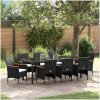 9-delars Trädgårdsmatset i Svart Poly Rattan vidaXL 200 x 80 x 73 cm – miniatyr 1