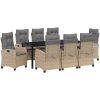 9 Delars Trädgårdsmatset med Kuddar - Beige Poly Rattan vidaXL 200 x 80 x 73 cm – miniatyr 2