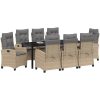 9 Delars Trädgårdsmatset med Kuddar - Beige Poly Rattan vidaXL 200 x 80 x 73 cm – miniatyr 3