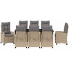 9 Delars Trädgårdsmatset med Kuddar - Beige Poly Rattan vidaXL 200 x 80 x 73 cm – miniatyr 7