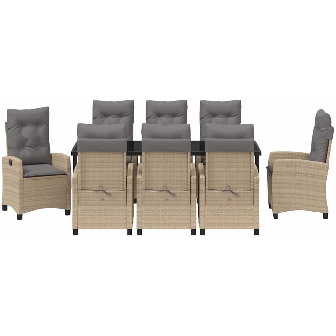 9 Delars Trädgårdsmatset med Kuddar - Beige Poly Rattan vidaXL 200 x 80 x 73 cm – bild 7