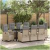9 Delars Trädgårdsmatset med Kuddar - Beige Poly Rattan vidaXL 200 x 80 x 73 cm – miniatyr 1
