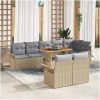 9-delars trädgårdsmatset med kuddar i beige poly rattan och akacia. vidaXL 100 x 55 x 73 cm – miniatyr 1