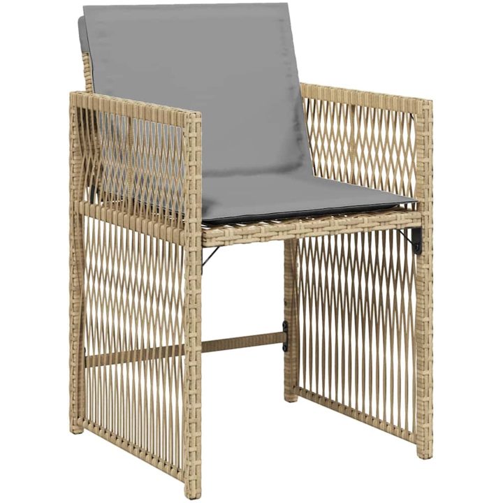 9-delars trädgårdsmatset med kuddar i beige polyrotting vidaXL 200 x 80 x 73 cm – bild 6