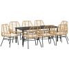9 Delars Trädgårdsmatstolset Med Kuddar - Brunt Poly Rattan vidaXL 200 x 80 x 73 cm – miniatyr 2