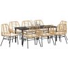 9 Delars Trädgårdsmatstolset Med Kuddar - Brunt Poly Rattan vidaXL 200 x 80 x 73 cm – miniatyr 3