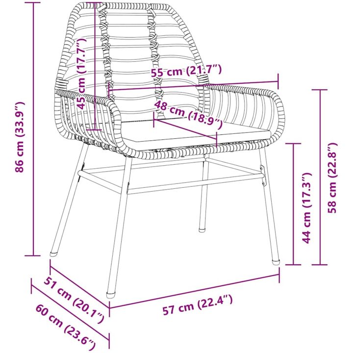 9 Delars Trädgårdsmatstolset Med Kuddar - Brunt Poly Rattan vidaXL 200 x 80 x 73 cm – bild 9