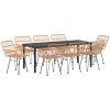 9-delars trädgårdsmiddagsset i brun poly rattan vidaXL 200 x 80 x 73 cm – miniatyr 2
