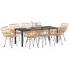 9-delars trädgårdsmiddagsset i brun poly rattan vidaXL 200 x 80 x 73 cm – miniatyr 3