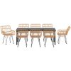 9-delars trädgårdsmiddagsset i brun poly rattan vidaXL 200 x 80 x 73 cm – miniatyr 5