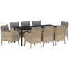 9 Delars Trädgårdsmöbel Set med Dynor Beige Poly Rattan vidaXL 200 x 80 x 73 cm – miniatyr 2