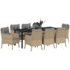 9 Delars Trädgårdsmöbel Set med Dynor Beige Poly Rattan vidaXL 200 x 80 x 73 cm – miniatyr 3