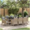 9 Delars Trädgårdsmöbel Set med Dynor Beige Poly Rattan vidaXL 200 x 80 x 73 cm – miniatyr 1