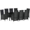 9 Delars Trädgårdsmöbel Set Svart Poly Rattan vidaXL Large – miniatyr 2