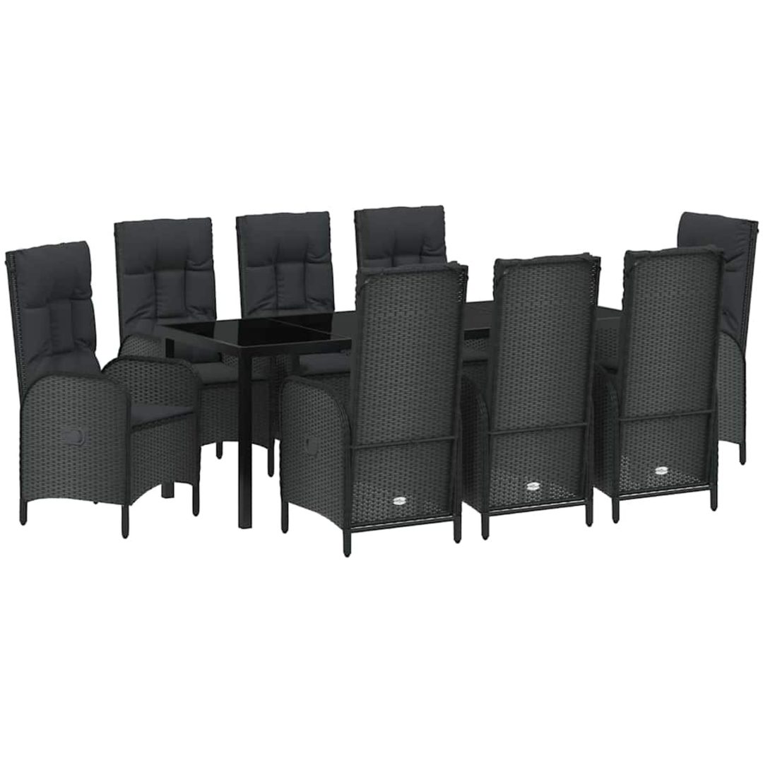 9 Delars Trädgårdsmöbel Set Svart Poly Rattan vidaXL Large – bild 2