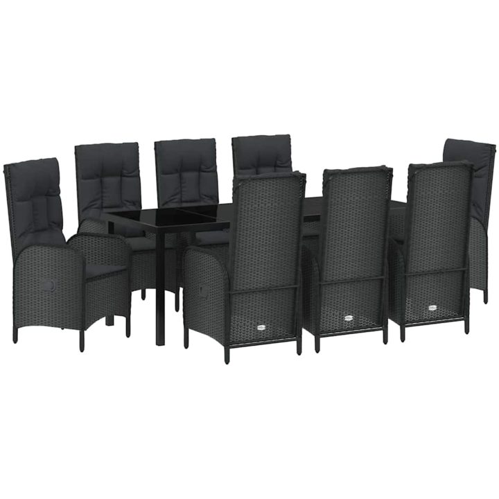 9 Delars Trädgårdsmöbel Set Svart Poly Rattan vidaXL Large – bild 2