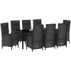 9 Delars Trädgårdsmöbel Set Svart Poly Rattan vidaXL Large – miniatyr 3