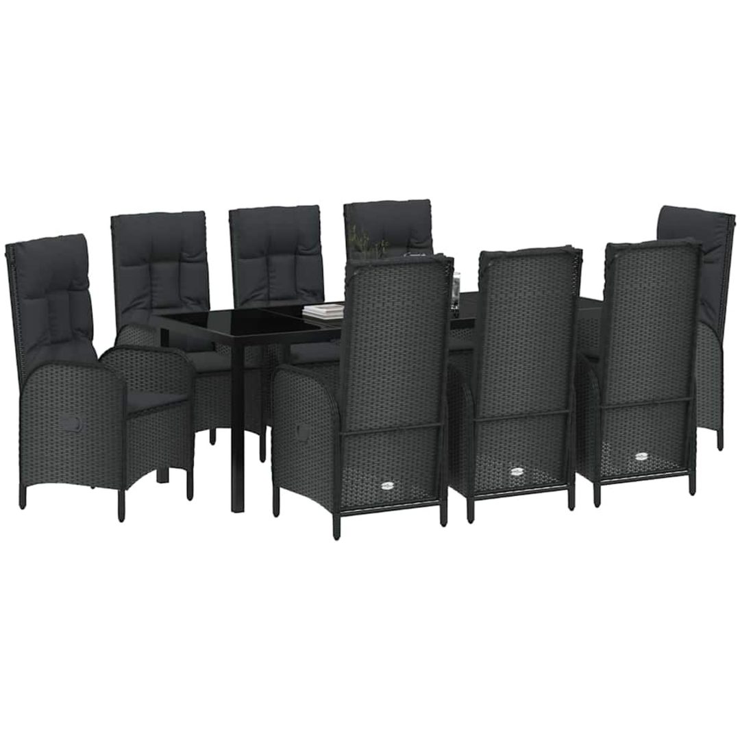 9 Delars Trädgårdsmöbel Set Svart Poly Rattan vidaXL Large – bild 3