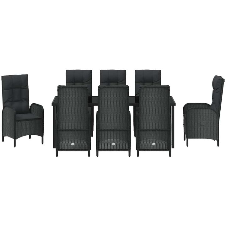 9 Delars Trädgårdsmöbel Set Svart Poly Rattan vidaXL Large – bild 7