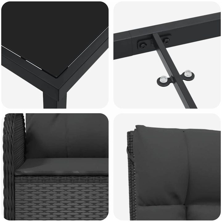 9 Delars Trädgårdsmöbel Set Svart Poly Rattan vidaXL Large – bild 8