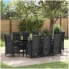 9 Delars Trädgårdsmöbel Set Svart Poly Rattan vidaXL Large – miniatyr 1