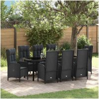 9 Delars Trädgårdsmöbel Set Svart Poly Rattan vidaXL