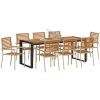9 Delars Trädgårdsmöbelset Beige Poly Rattan Akacia vidaXL 8 - Sits – miniatyr 3