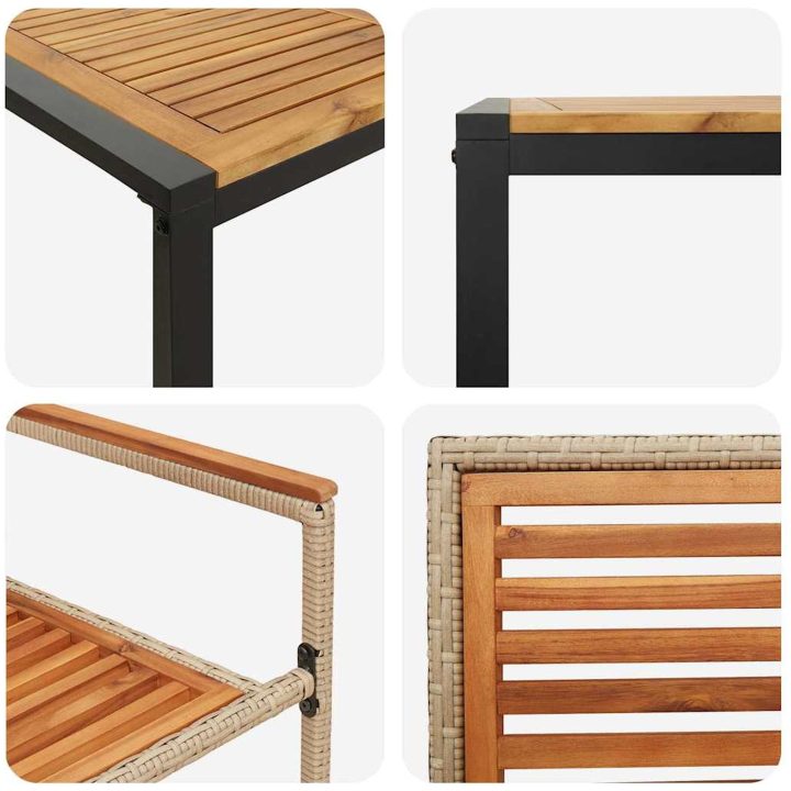 9 Delars Trädgårdsmöbelset Beige Poly Rattan Akacia vidaXL 8 - Sits – bild 9
