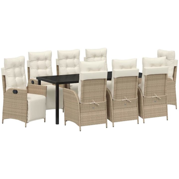 9 Delars Trädgårdsmöbelset i Beige Poly Rattan vidaXL 200 x 80 x 73 cm – bild 2