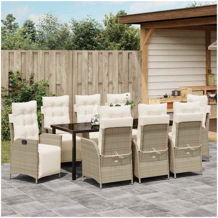 9 Delars Trädgårdsmöbelset i Beige Poly Rattan vidaXL 200 x 80 x 73 cm – bild 4