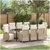 9 Delars Trädgårdsmöbelset i Beige Poly Rattan vidaXL 200 x 80 x 73 cm – miniatyr 1