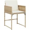 9-delars trädgårdsmöbelset med kuddar - beige poly rattan vidaXL 200 x 80 x 73 cm – miniatyr 6