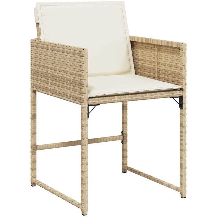 9-delars trädgårdsmöbelset med kuddar - beige poly rattan vidaXL 200 x 80 x 73 cm – bild 6