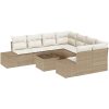 9-delars trädgårdsmöbelset med kuddar Beige Poly Rattan vidaXL 55 x 55 x 37 cm – miniatyr 2