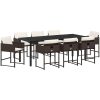 9-delars trädgårdsmöbelset med kuddar, brunt poly-rattan. vidaXL 200 x 80 x 73 cm – miniatyr 2