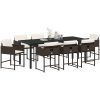 9-delars trädgårdsmöbelset med kuddar, brunt poly-rattan. vidaXL 200 x 80 x 73 cm – miniatyr 3
