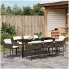 9-delars trädgårdsmöbelset med kuddar, brunt poly-rattan. vidaXL 200 x 80 x 73 cm – miniatyr 4