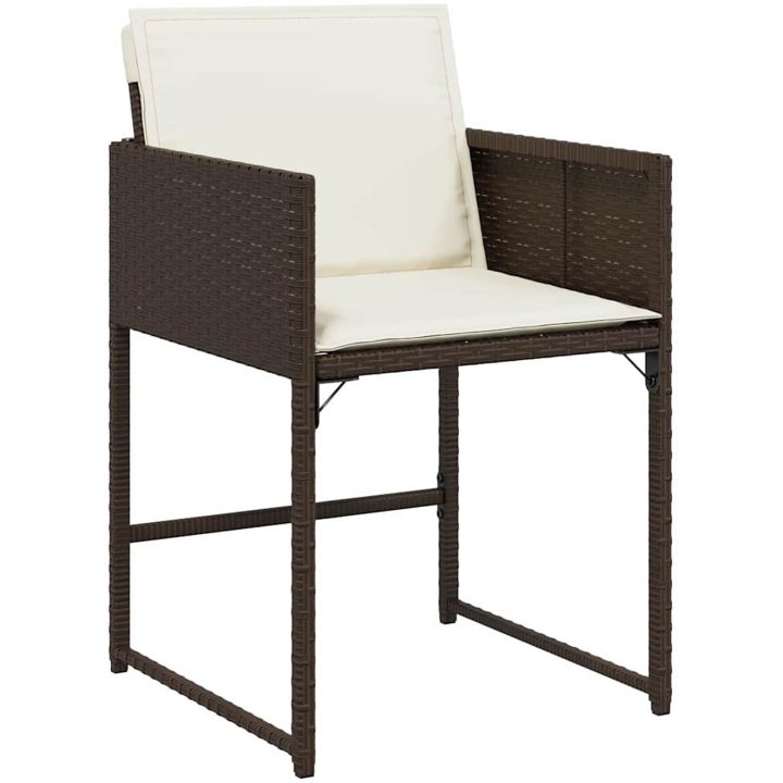 9-delars trädgårdsmöbelset med kuddar, brunt poly-rattan. vidaXL 200 x 80 x 73 cm – bild 6