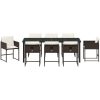 9-delars trädgårdsmöbelset med kuddar, brunt poly-rattan. vidaXL 200 x 80 x 73 cm – miniatyr 7
