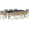 9-delars trädgårdsmöbelset med kuddar i beige polyrotting vidaXL 200 x 80 x 73 cm – miniatyr 2
