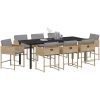 9-delars trädgårdsmöbelset med kuddar i beige polyrotting vidaXL 200 x 80 x 73 cm – miniatyr 3