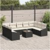 9-delars trädgårdsmöbelset med kuddar i brun poly-rattan vidaXL 55 x 55 x 37 cm – miniatyr 3