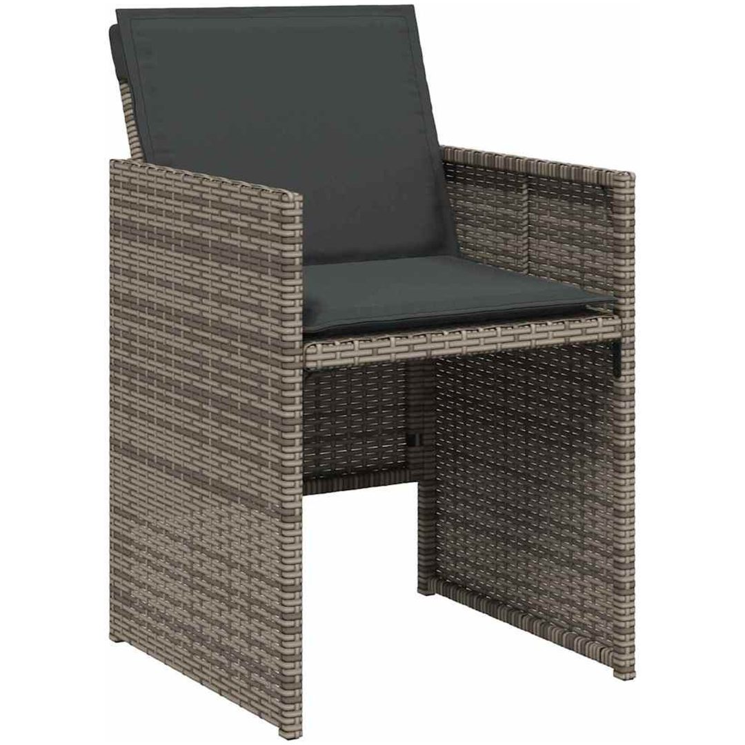 9-delars trädgårdsmöbelset med kuddar i grå polyrotting vidaXL 200 x 80 x 73 cm – bild 6