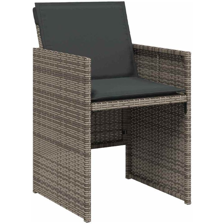 9-delars trädgårdsmöbelset med kuddar i grå polyrotting vidaXL 200 x 80 x 73 cm – bild 6