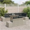 9-delars trädgårdsmöbelset med kuddar i ljusgrå poly-rattan vidaXL 100 x 55 x 73 cm – miniatyr 3