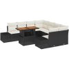 9-delars trädgårdsmöbelset med kuddar i svart poly-rattan och akacia vidaXL 100 x 55 x 73 cm – miniatyr 2
